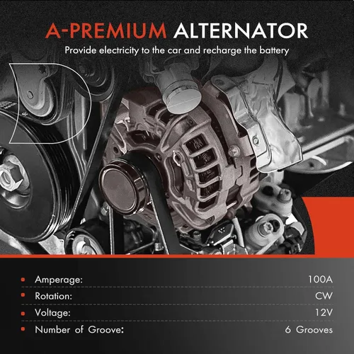 Vista 2 de A-Premium Alternador compatible con Toyota Sienna 1998-2003 3.0L, 12V 100A polea de 6 ranuras en el sentido de las agujas del reloj, reemplazo #