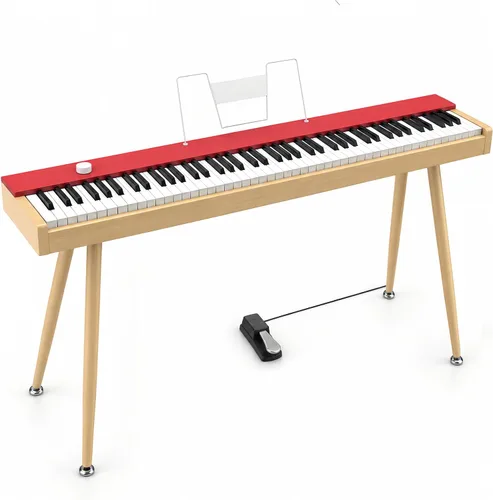 Vista 8 de Piano digital para principiantes, teclado semi ponderado de 88 teclas Azul claro