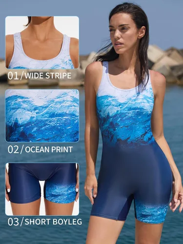 Vista 28 de ATTRACO Traje de baño deportivo de una pieza para mujer, traje de baño deportivo de entrenamiento