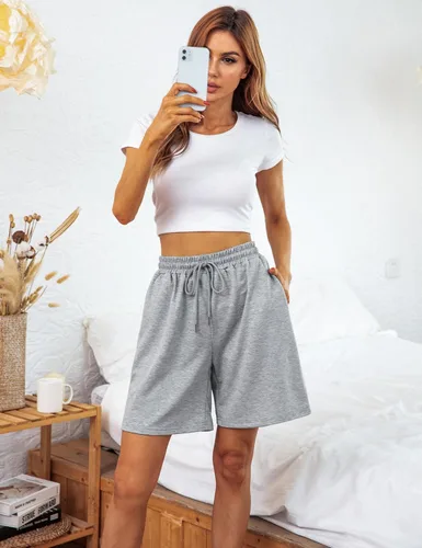 Vista 4 de Quenteen Pantalones cortos deportivos para mujer, estilo casual, holgados, bermudas (disponibles en tallas extragrandes)