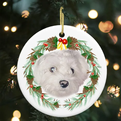 Vista 15 de Colgante de perro esquimal americano de 3 pulgadas para decoración de árbol de Navidad, bonito adorno de día festivo para cachorros, regalos