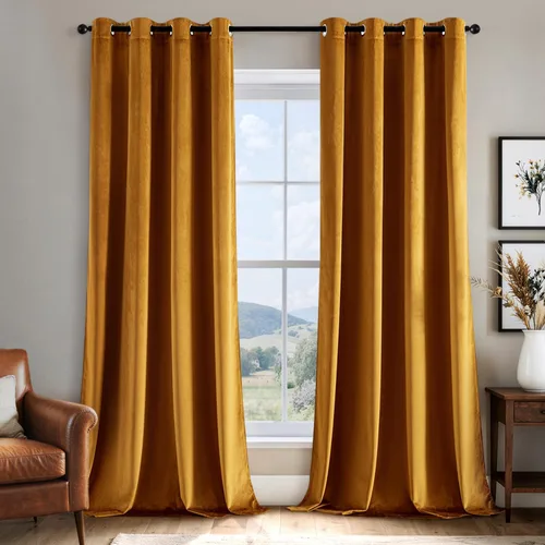Vista 10 de EMEMA Cortinas de terciopelo negro, 2 paneles de 40 x 63 pulgadas de largo, bolsillo trasero para barra
