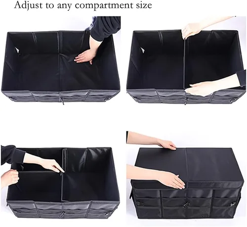 Vista 6 de Tianle Organizador de maletero de automóvil, organizador plegable para maletero y tapa, mango de aleación de aluminio, tira reflectante para negro