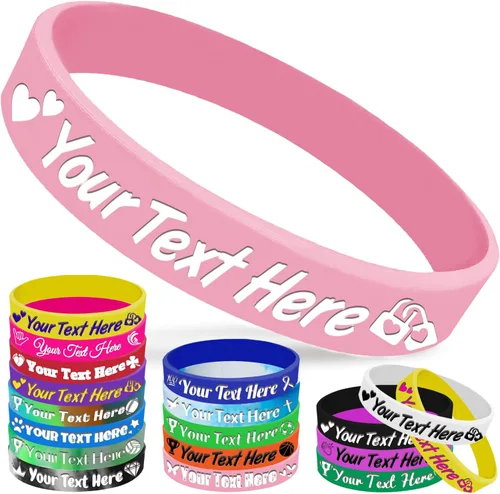 Vista 14 de Pulseras de silicona personalizadas, pulseras de goma personalizadas a granel para eventos, regalos de motivación deportiva, apoyos para hombres