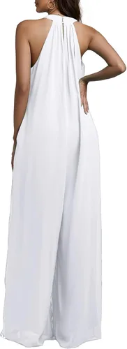 Vista 2 de LYANER Enterizo de pantalones largos de gasa sin mangas con cuello halter para mujer