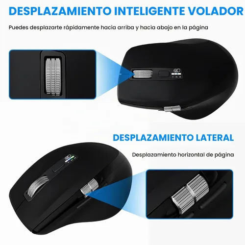 Vista 5 de INFINMIND Ratón inalámbrico Bluetooth con desplazamiento lateral y multidispositivo, ratones de computadora ergonómicos con desplazamiento