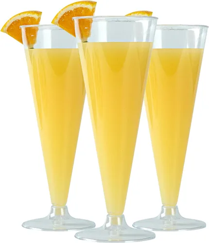 Vista 8 de Restaurantware Copas de champán de plástico de 4 onzas, 20 vasos altos de mimosa, detalle de encaje desechable, copas de champán desechables