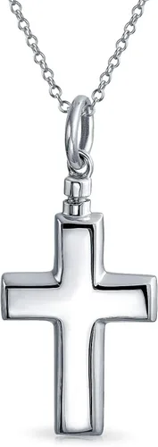 Vista 2 de Personalizar gran cruz medallón colgante para las mujeres para los hombres Memorial cremación urna titular collar para cenizas plata esterlina