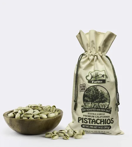 Vista 3 de Setton Farms - Pistachos Premium de California Tostados en Seco con Sal Marina, Bolsa de Regalo Grande de Arpillera 14 onzas