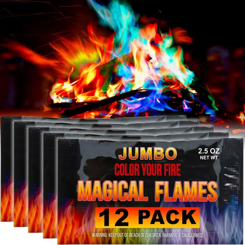 Vista 11 de Paquetes de Color de Fuego Magical Flames (Paquete de 5), Fuego Multicolor Vibrante para Hogarejos, Fogatas, Hogueras y Chimeneas - Accesorios