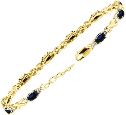 Vista 3 de RYLOS Bracelets for Women Yellow Gold Plated Silver XO Hugs & Kisses Tennis Bracelet Gemstone & Genuine Diamonds Adjustable to Fit 7"-8" Wrist, 10