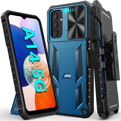 Vista 10 de FNTCASE for Samsung Galaxy A14-5G Case with Slide Camera Cover & Holster Built in Kickstand, Military Grade Dropproof Protection, Heavy Duty
