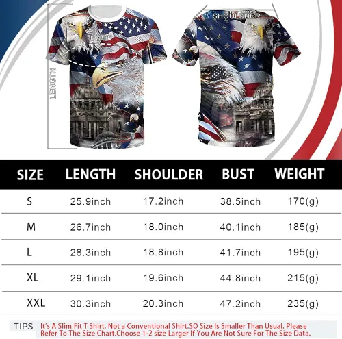 Vista 5 de Camiseta patriótica de manga corta para hombre con la bandera de Estados Unidos de América del 4 de julio, cuello redondo, suave, de verano