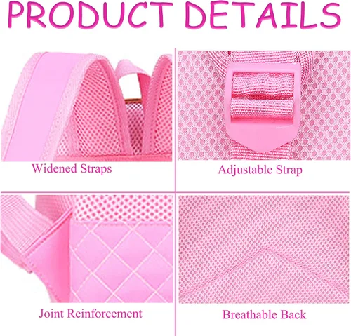 Vista 5 de Mochila preescolar para niños pequeños, para jardín de infantes, 11 pulgadas, color rosa