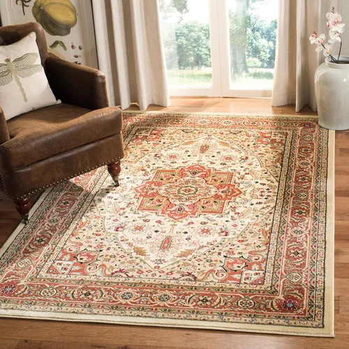 Vista 29 de SAFAVIEH Colección Lyndhurst Alfombra Decorativa - 2'3" x 4', marfil y rojo, diseño oriental tradicional, no desprende pelusa y de fácil cuidado