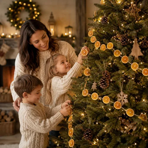 Vista 6 de Guirnalda de naranja seca de Navidad de 10 pies con 30 rebanadas de naranja Guirnalda naranja de 10 pies