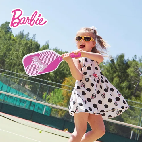 Vista 6 de Barbie - Juego de pickleball para 2 jugadores, paletas de madera y bolas de precisión Construcción duradera, uso en interiores y exteriores, apto