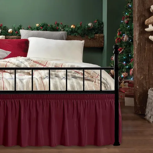 Vista 104 de Biscaynebay Faldas de cama envolventes con esquinas divididas para camas Twin/Twin XL de 15 pulgadas de caída, volantes de polvo elásticos Negro