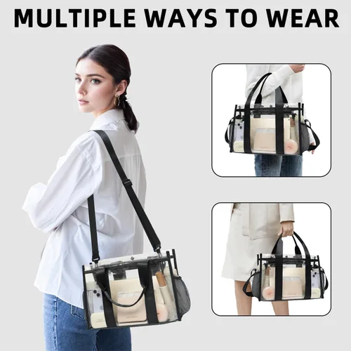 Vista 5 de BAGAIL Bolsa transparente, aprobada para estadios, con bolsillo interior, bolsa de viaje transparente para eventos deportivos, conciertos, trabajo