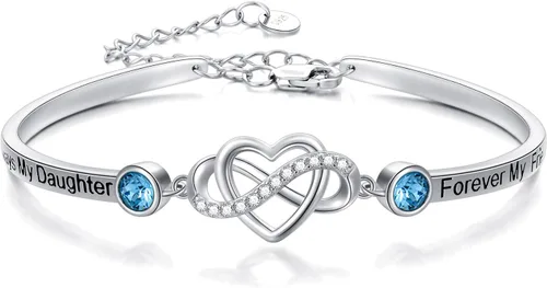Vista 10 de AOBOCO Pulsera de corazón infinito ajustable de plata de ley 925 para hermana, mejor amiga, hija, mamá, abuela, nieta, nuera, madrina, ahijada