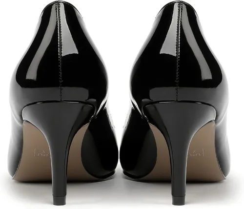 Vista 4 de MERRORI Zapatos de tacón medio con punta cuadrada y charol para mujer, de 2.5 pulgadas