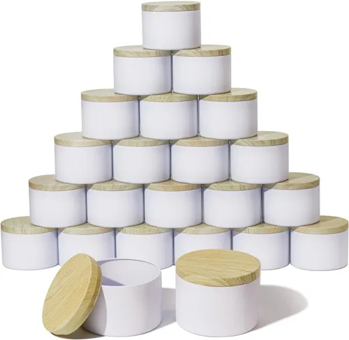 Vista 16 de Aroparc Latas para velas de 8 onzas con tapas, paquete de 24 tarros redondos de metal sin costuras, recipientes vacíos a granel para bricolaje Negro
