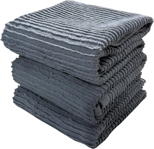 Vista 11 de Serafina Home Toallas de cocina de tamaño grande de color sólido negro: paño de 100 % algodón suave para limpieza y secado absorbente, con ribete