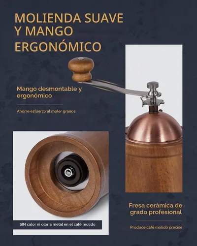 Vista 3 de POLIVIAR - Molinillo de café manual, molinillo de granos de café