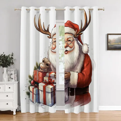 Vista 97 de Cortinas opacas de poliéster multicapa marrón con diseño de bosque natural, 2 unidades, 26 x 24 pulgadas
