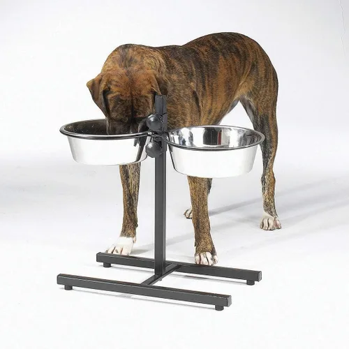 Vista 2 de ProSelect - Tazón ajustable de acero inoxidable para perros con dos cuencos de comida para mascotas