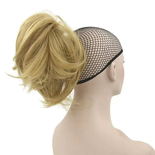 Vista 6 de IMISSU Extensiones de cabello sintético rizado y flexible para cola de caballo (rubio 613)
