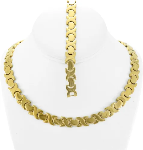 Vista 2 de Bling Bling NY NEW Womens Classic 11mm Width XOXO Stampato Hugs And Kisses Necklace Bracelet Jewelry Set ANTI-TARNISH 1820 inches Silver Gold