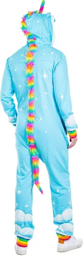 Vista 2 de Tipsy Elves Mono de disfraz - Disfraz de unicornio con capucha para hombre con cola de arcoíris
