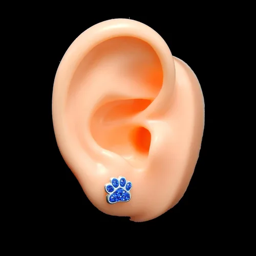 Vista 2 de Aretes de plata de ley 925 con estampado de pata (elige tu estilo) (sin níquel)