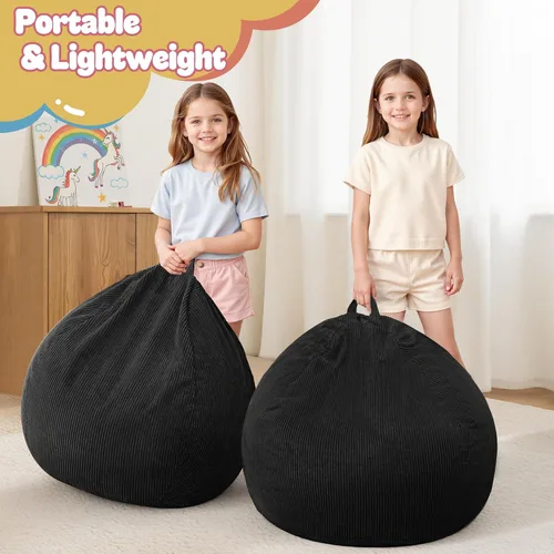 Vista 5 de HABUTWAY 2 puf de 2 pies, puf gigante para adolescentes y adultos, puf grandes con relleno de espuma viscoelástica, puf grandes con funda de pana