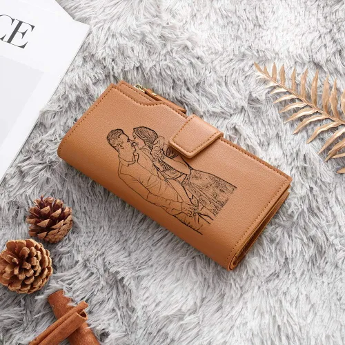Vista 18 de Loveje - Billeteras personalizadas para mujer, de piel sintética, con grabadas fotográficas, triple pliegue, tarjeta de crédito, cartera larga