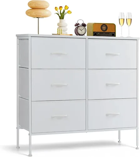 Vista 25 de Cómoda de 7 cajones para dormitorio, tela organizadora de almacenamiento Marrón