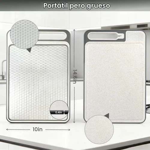 Vista 2 de Tabla de cortar de acero inoxidable, tablas de cortar de 14 x 10 pulgadas para cocina, apta para lavavajillas, resistente a los arañazos con ranura