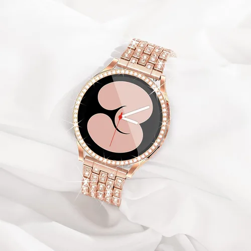 Vista 4 de Correa de diamantes compatible con Samsung Galaxy Watch 4 y 5, correa de 1.575 pulgadas con protector de pantalla, 0.787 pulgadas de liberación Oro