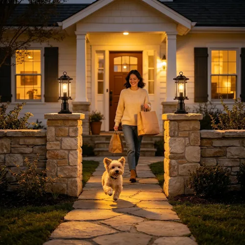 Vista 5 de 16Inch Outdoor Post Light Fixture Motion Sensor Dusk to Dawn Column Lamp