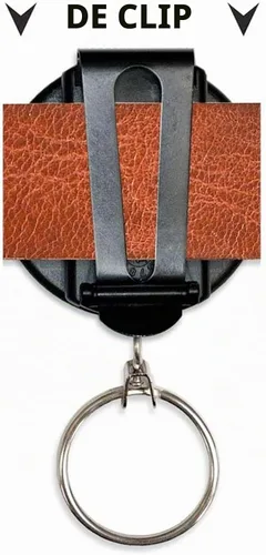 Vista 2 de Lucky Line Spinner Key Bak - Carrete de llaves resistente con retractor de acero vinculado de 24 pulgadas y rotación de 360 grados, cinturón cromado