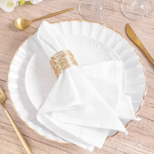 Vista 25 de Servilletas de tela natural de lino de algodón Boho rústico mesa de cena Beige