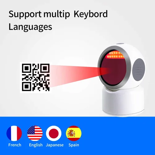 Vista 5 de Escáner de código de barras QR 2D, symcode Omnidireccional Manos Libres USB Lector de Código de Barras Automático para Pagos Móviles Computadora