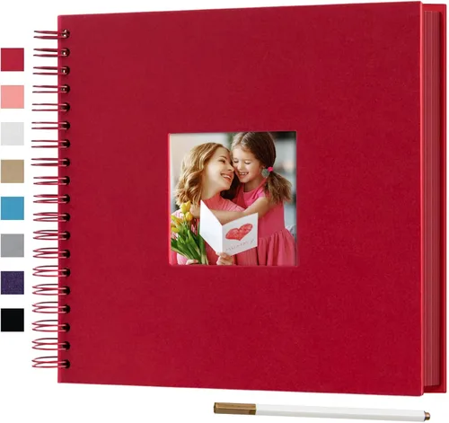 Vista 18 de Álbum de fotos pequeño DIY para manualidades de 8 x 8 pulgadas con foto de portada, 80 páginas, tapa dura, papel para manualidades, álbum de fotos