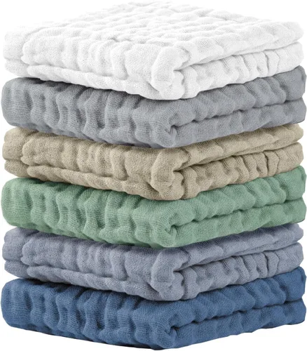 Vista 15 de Cuddle Campus Paquete de 6 paños de muselina para bebé, paños para eructos Set 3