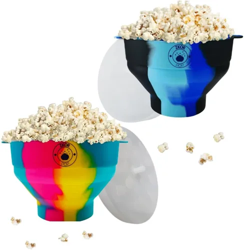 Vista 13 de Palomitas de maíz de silicona para microondas, cuenco plegable, para hacer palomitas de maíz para microondas, reutilizable, palomitas de maíz sin