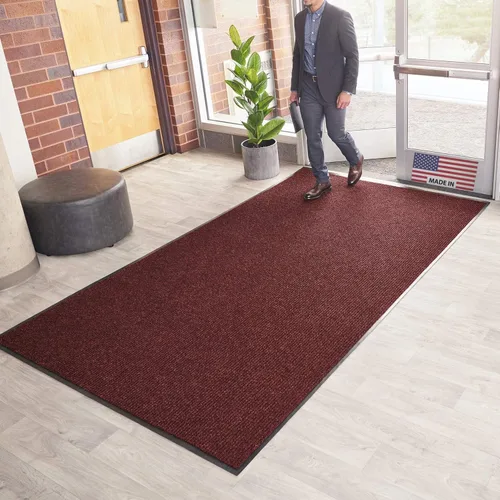 Vista 12 de Consolidated Plastics Tapete para secar con cepillo - Hecho en EE. UU., alfombra resistente para puerta comercial para entradas de Marrón