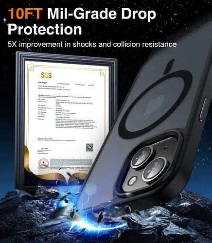 Vista 4 de Meifigno Magic Mag Series - Funda diseñada para iPhone 15, [protección de grado militar y compatible con MagSafe], parte trasera mate translúcida