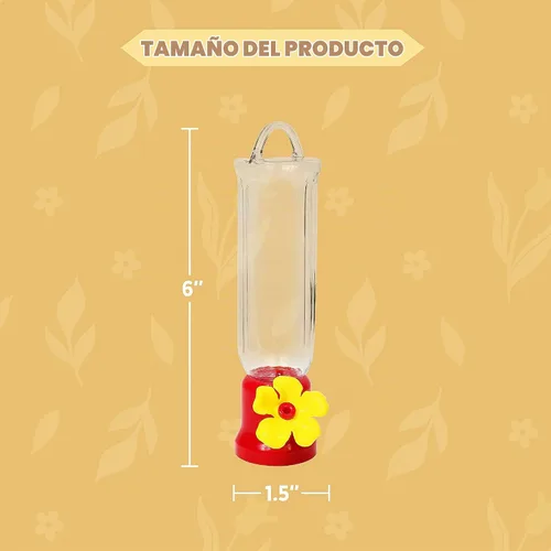 Vista 6 de JOIEDOMI Juego de 6 mini comederos para colibríes con cables para colgar, juego de comederos transparentes para colibríes al aire libre con 3