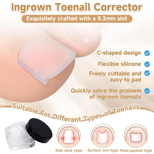 Vista 7 de Kit corrector de uñas encarnadas de 201 piezas con tiras de corrección transpirables, parches de uñas curvas, herramientas levantadoras de uñas